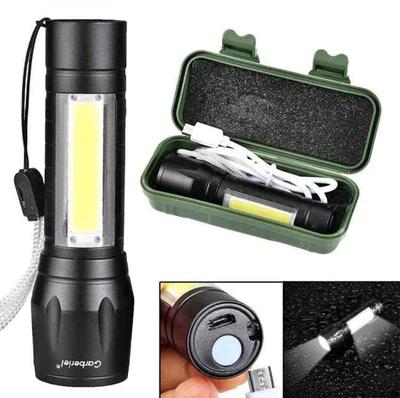 Rechargeable LED Torch Black ABS Aluminum Head