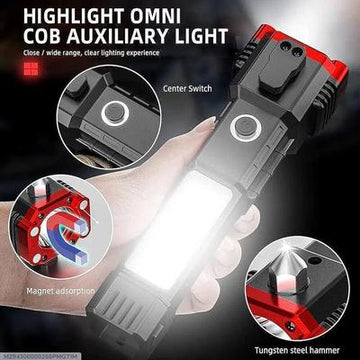 Rechargeable LED Torch Black ABS Aluminum Head