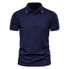 Summer new casual slim European and American men's fashion anchor print short-sleeved lapel T-shirt