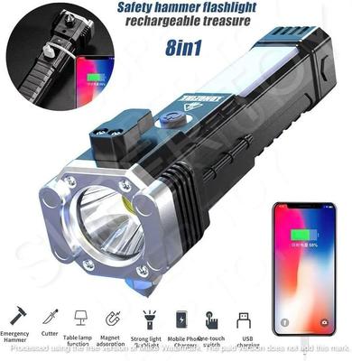 Rechargeable LED Torch Black ABS Aluminum Head
