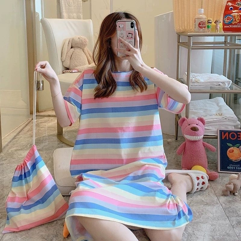 Summer Korean Princess Sweet Cute Cloth Bag Nightdress Women