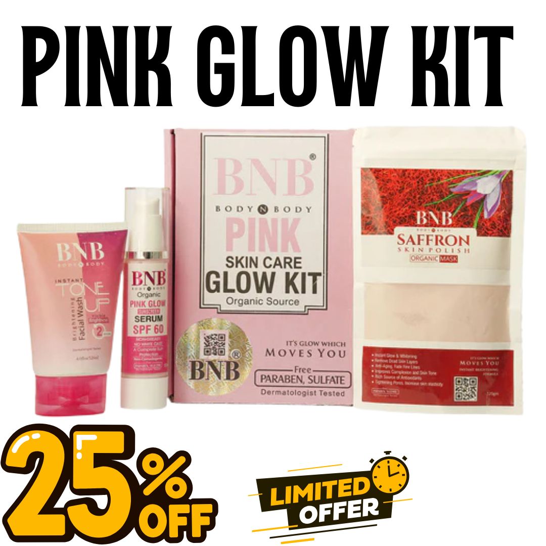 Bnb 3 in 1 Pink Glow Kit ( Toneup Facewash + Saffron Mask + Pink Glow Sunscreen)