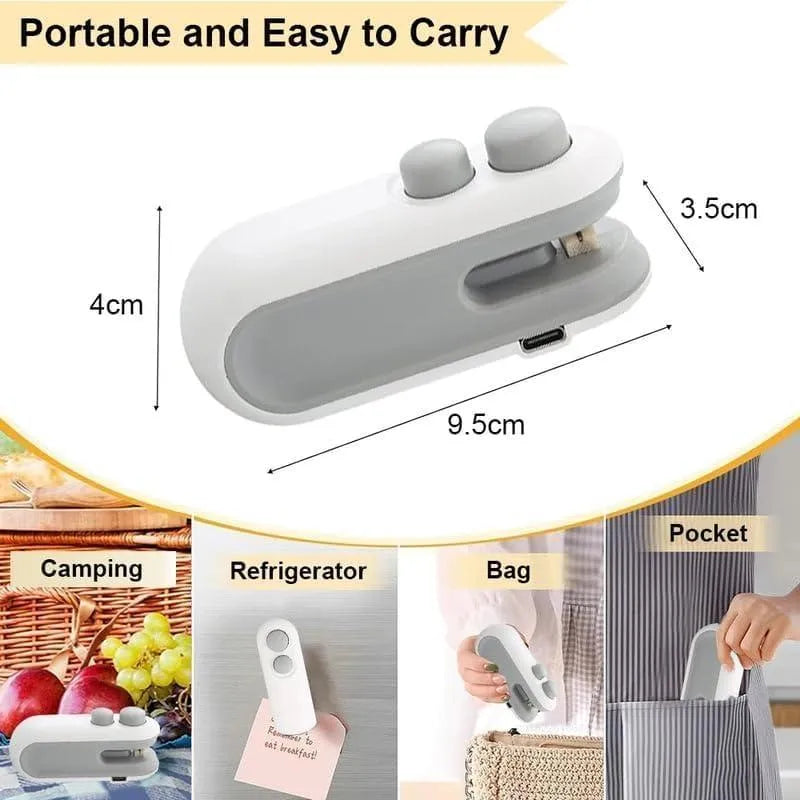 USB Rechargeable Snack Bag Sealer Machine White Grey