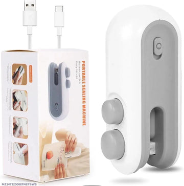 USB Rechargeable Snack Bag Sealer Machine White Grey
