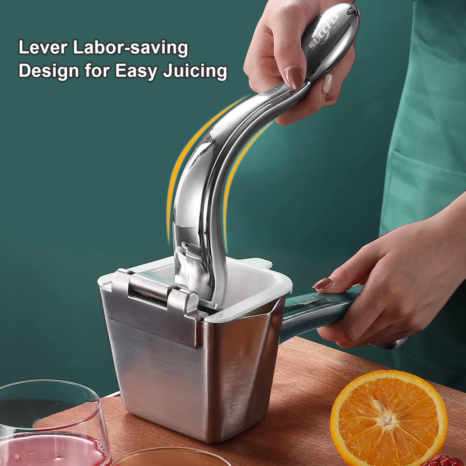 Efficient Stainless Steel Manual Juicer Set: SUCCFLY Premium